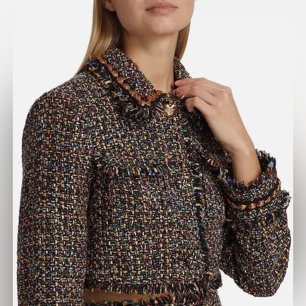 NEW! Cinq a Sept Size 2 'Odette' Cropped Confetti Tweed Jacket, Black Multi - Picture 4 of 9